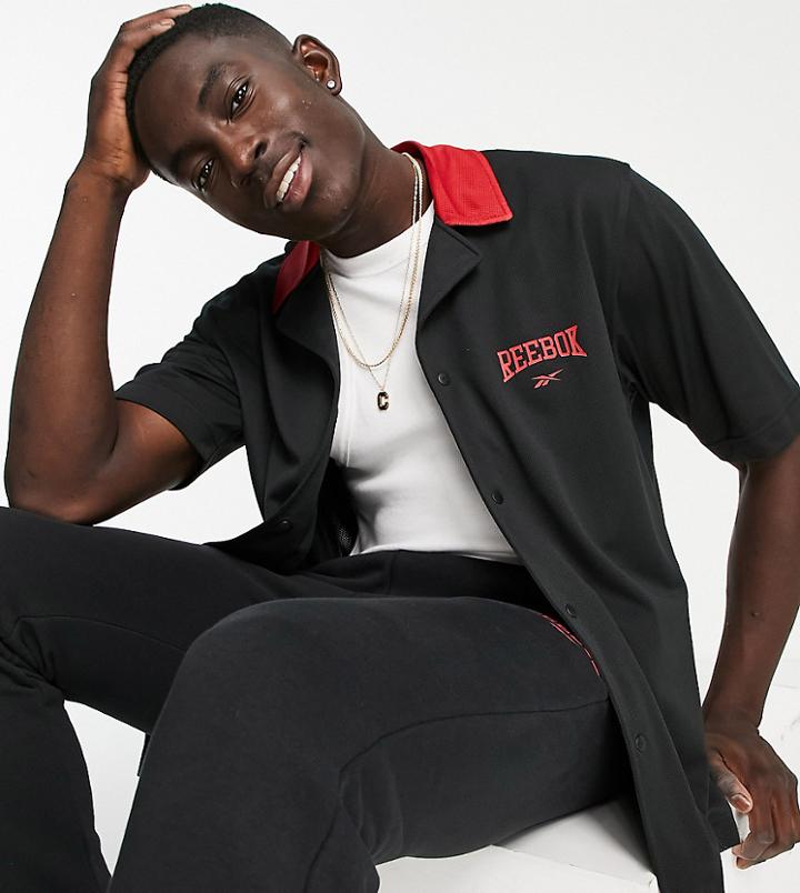 Reebok Button Down Shirt In Black - Exclusive To Asos