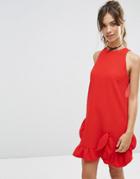 Asos Extreme Frill Shift Dress - Red