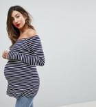 Asos Maternity Off Shoulder Stripe Top - Multi