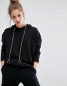 Daisy Streey Oversized Hoodie With Chain Details - Black