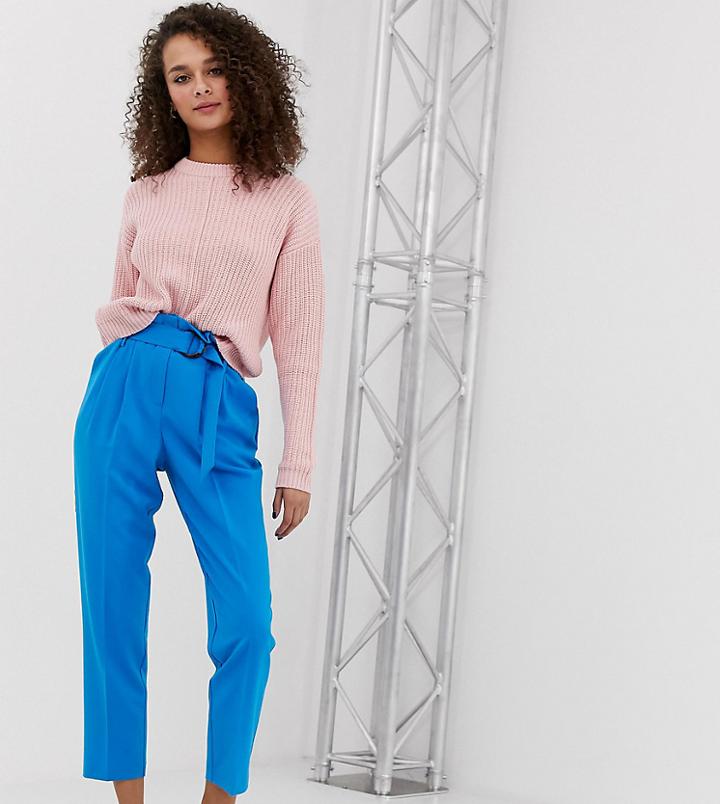 Miss Selfridge Paperbag Pants With Belt In Blue