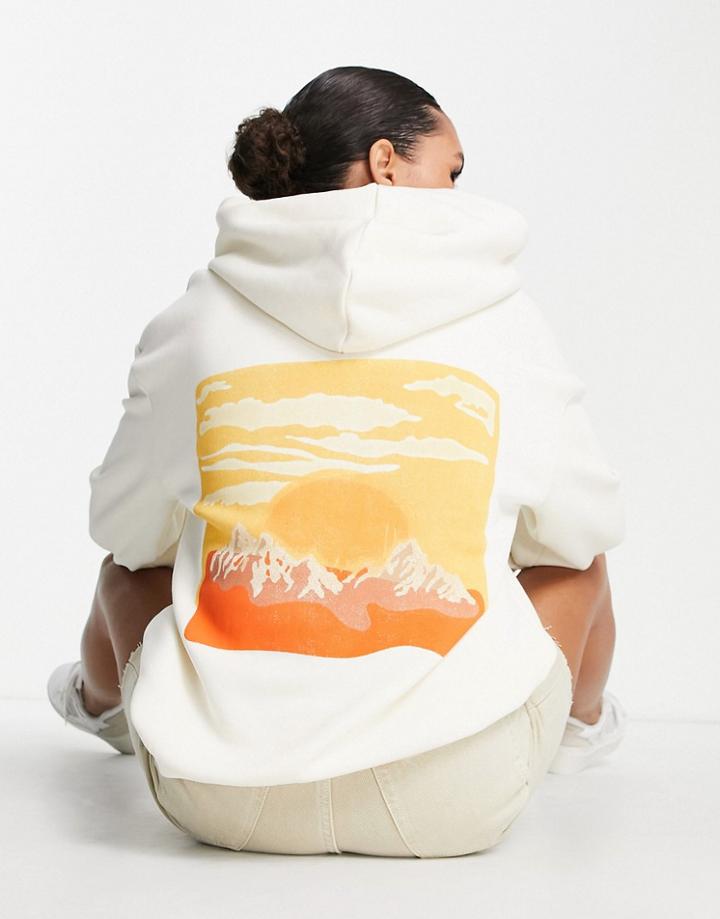 Na-kd X Elin Warnqvist Hoodie With Sunset Print In Off White