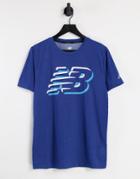 New Balance Running Heathertech Graphic Logo T-shirt In Blue-blues