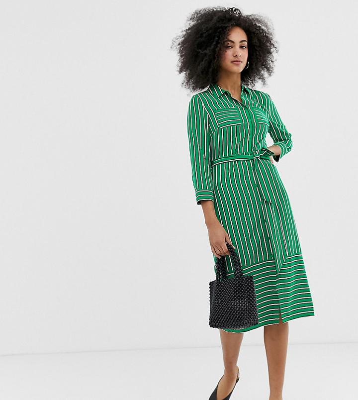 Warehouse Utility Shirt Dress In Stripe - Multi