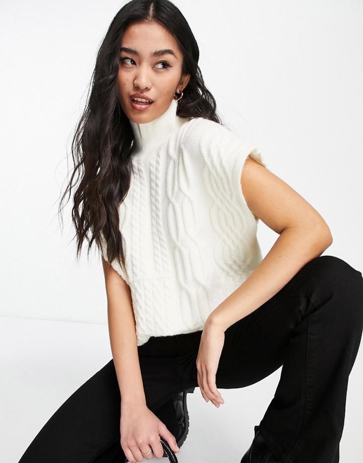 Urban Revivo Cable Knit Vest In Off White