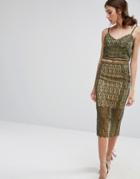 New Look Premium Lace Pencil Skirt - Green