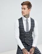 Twisted Tailor Super Skinny Vest In Gray Check - Gray