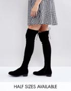 Asos Keep Up Flat Over The Knee Boots - Black