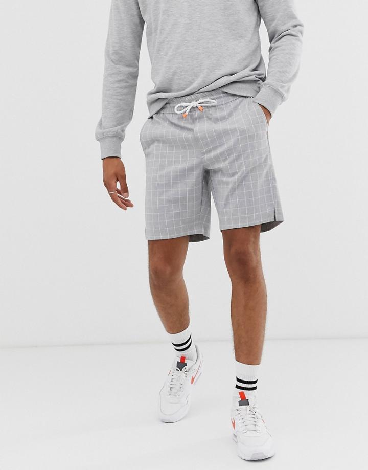 Bershka Shorts In Gray Check - Gray