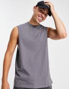 Asos Design Organic Relaxed Fit Tank In Washed Black