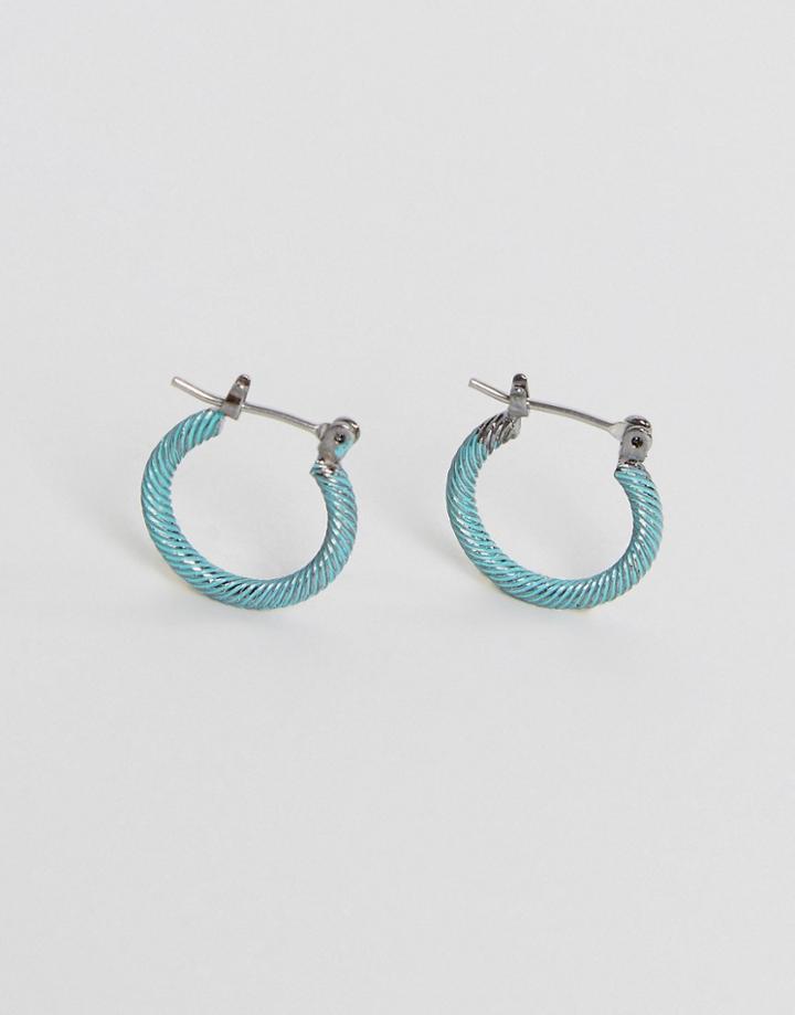 Asos Hoop Earring In Burnished Coated Metal - Silver