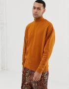 Asos Design Oversized Sweatshirt With Turtleneck In Rust - Brown