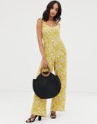 Vila Frill Shoulder Floral Jumpsuit - Yellow