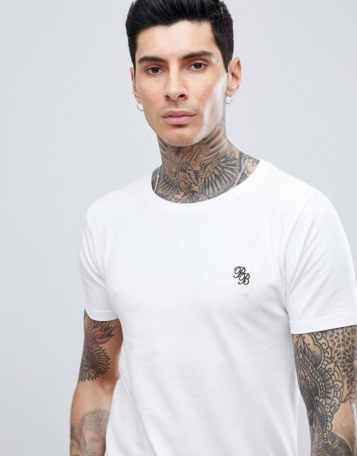 Process Black Stretch Crew Neck Curved Hem T-shirt - White