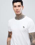 Process Black Stretch Crew Neck Curved Hem T-shirt - White