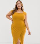 Club L Plus Mustard Raglan Shift Dress - Yellow