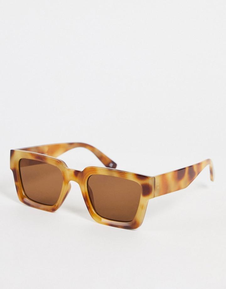 Asos Design Beveled Square Sunglasses In Brown Tort