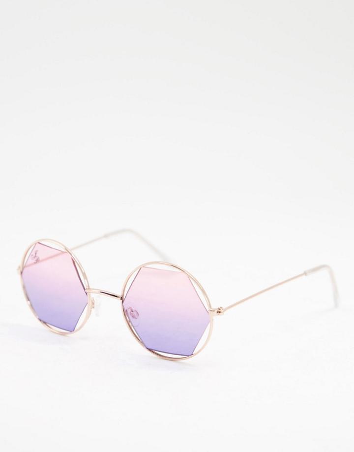Jeepers Peepers Women's Hexagonal Sunglasses In Purple