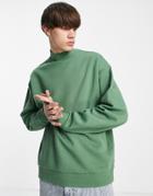Asos Design Oversized Sweatshirt With Turtle Neck In Green