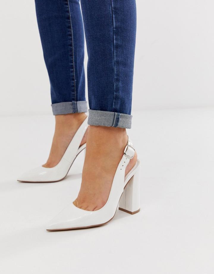 Asos Design Penley Slingback High Heels In White Patent