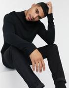 Topman Knit Turtle Neck Sweater In Black