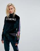 Iceberg Velvet Logo Tracksuit Sweat - Green