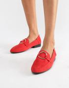 Qupid Flat Loafers - Red
