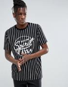 Asos Relaxed T-shirt With Vertical Stripe & Spirit Print - Black