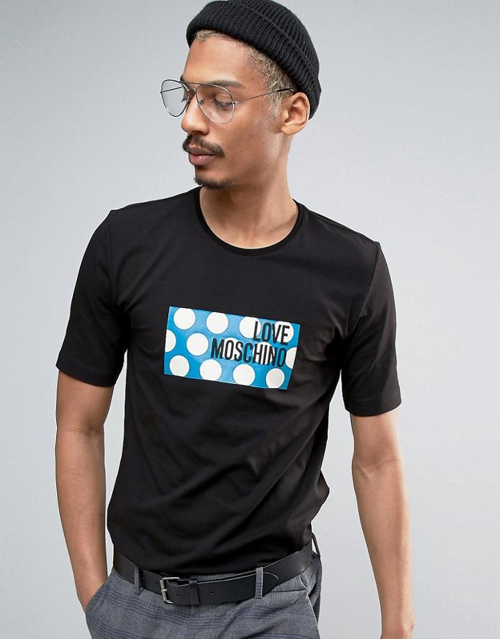 Love Moschino Polka Logo T-shirt - Black