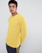 Asos Design Heavyweight Chenille Sweater In Yellow - Yellow