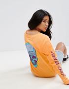 Santa Cruz Long Sleeve T-shirt With Bolt Skull Back Print - Orange