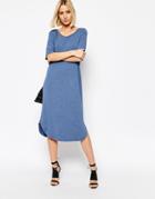 Just Female Gilli Long Jersey Dress In Blue Melange - 203 Blue Melange