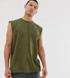 Asos Design Tall Oversized Longline Sleeveless T-shirt - Green