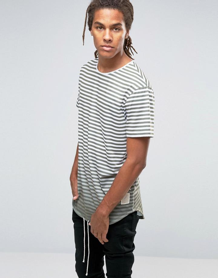 Granted Striped Longline T-shirt - Green
