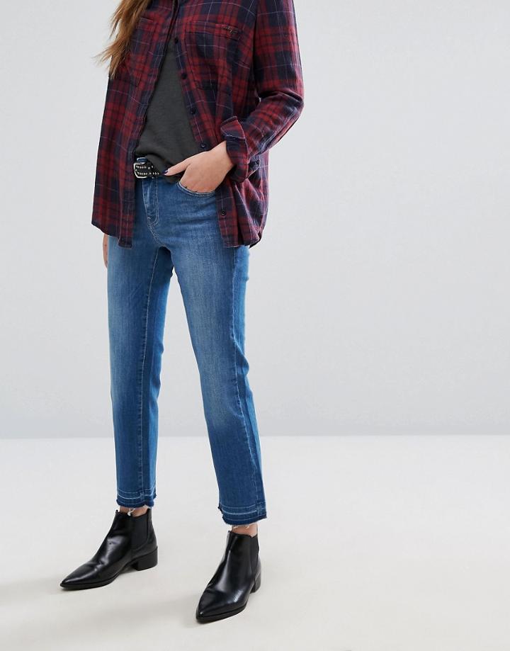 Only Straight Cropped Wide Jean With Released Hem - Blue