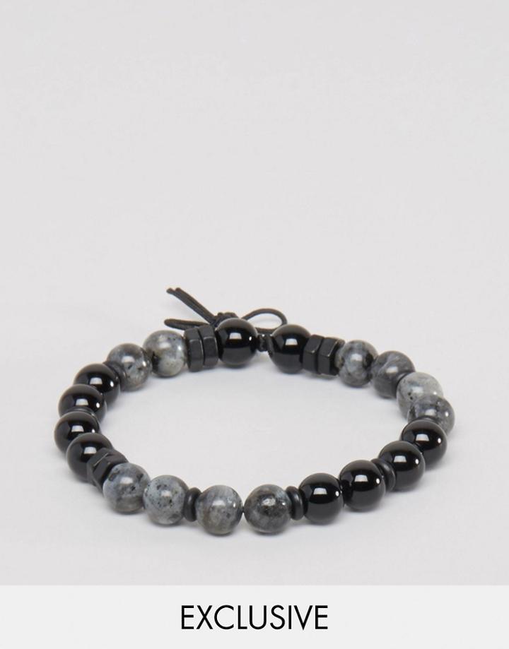 Icon Brand Beaded Bracelet In Gray Exclusive To Asos - Gray