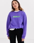 Daisy Street Relaxed Sweatshirt With Vintage Brooklyn Print-purple