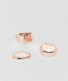 Designb Rose Gold Rings In 3 Pack Exclusive To Asos - Gold