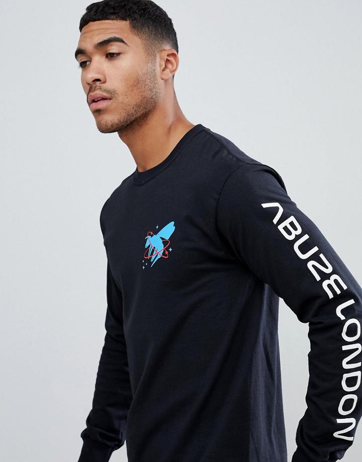 Abuze Ldn Back Print Exploration Long Sleeve Top - Black