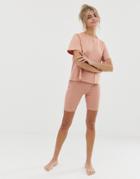 Asos Design Mix & Match Amore Ribbed Jersey Legging Short - Pink