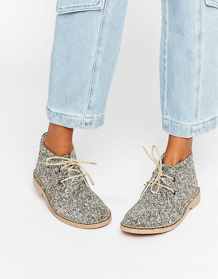 Park Lane Glitter Desert Boots - Gold
