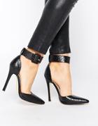 Truffle Collection Skye Ankle Strap Heeled Shoes - Black Snake Pu
