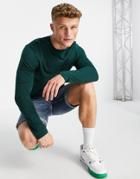 Asos Design Organic Long Sleeve T-shirt With Crew Neck In Dark Green