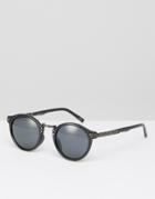 Asos Vintage Round Sunglasses In Black With Gunmetal Arms - Black