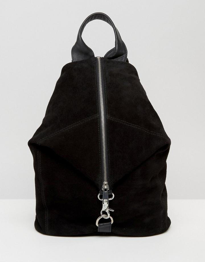 Asos Suede Dogclip Backpack - Black