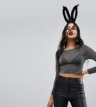 Rokoko Halloween Crop Top In Sheer Glitter Mesh - Black