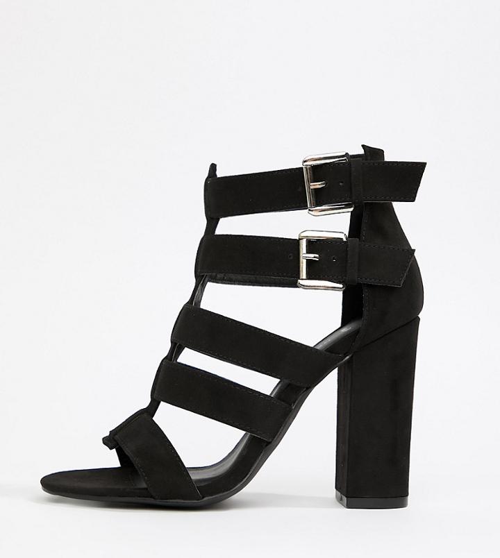 New Look Wide Fit Multi Strap Block Heel Sandal - Black