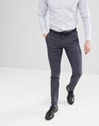 Selected Homme Smart Pants In Skinny Fit Flecked Fabric - Navy