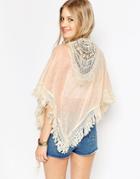 Asos Lace Back & Jersey Cape - Cream