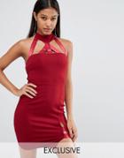 Naanaa Mini Pencil Dress With Strap Detail - Red